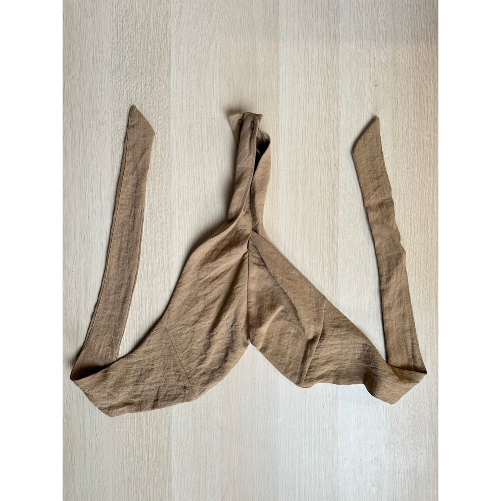 Brown Linen Wrap top with button fasteners - Size XS